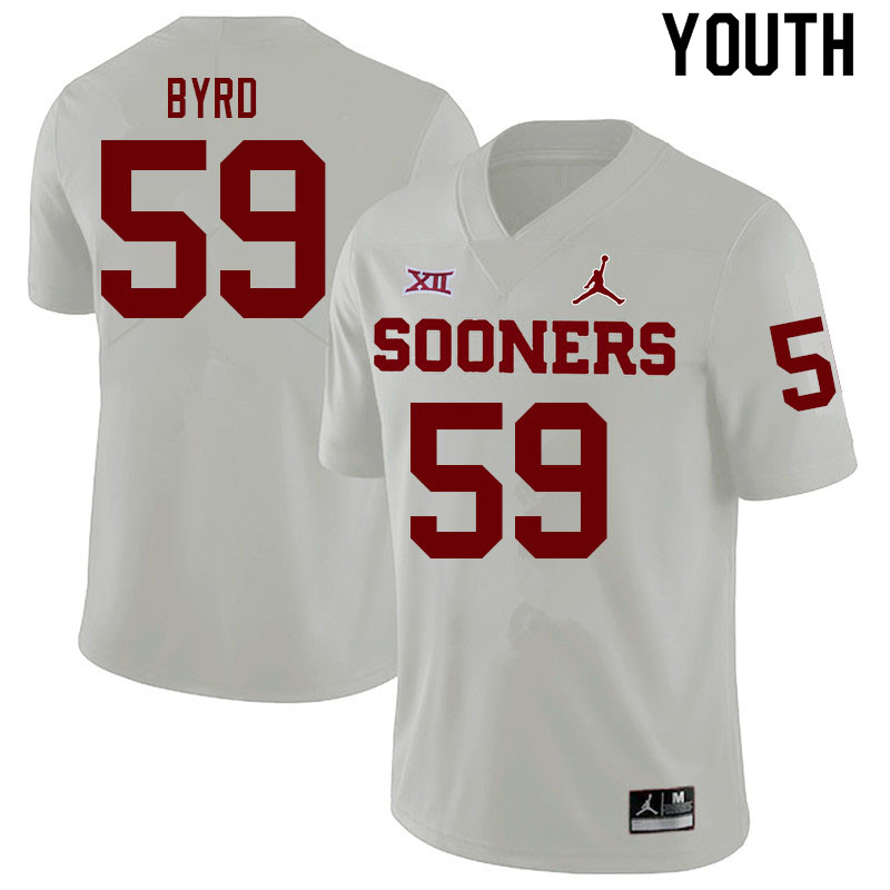 Youth #59 Savion Byrd Oklahoma Sooners College Football Jerseys Sale-White